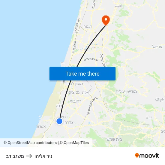 משגב דב to ניר אליהו map