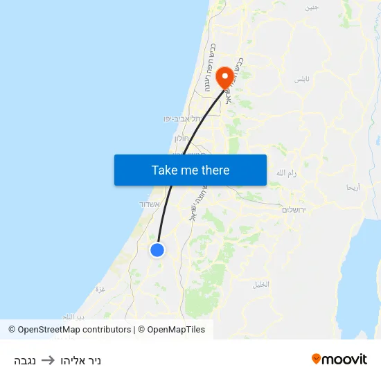 נגבה to ניר אליהו map