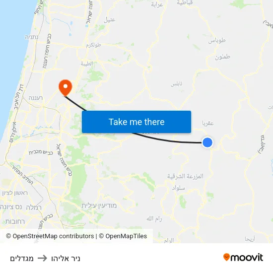 מגדלים to ניר אליהו map