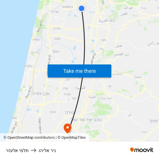תלמי אלעזר to ניר אליהו map