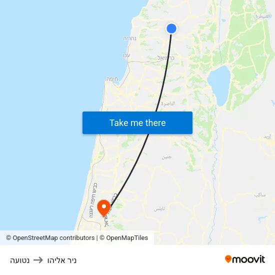 נטועה to ניר אליהו map