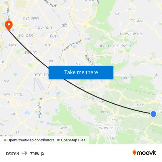 איתנים to גן שורק map