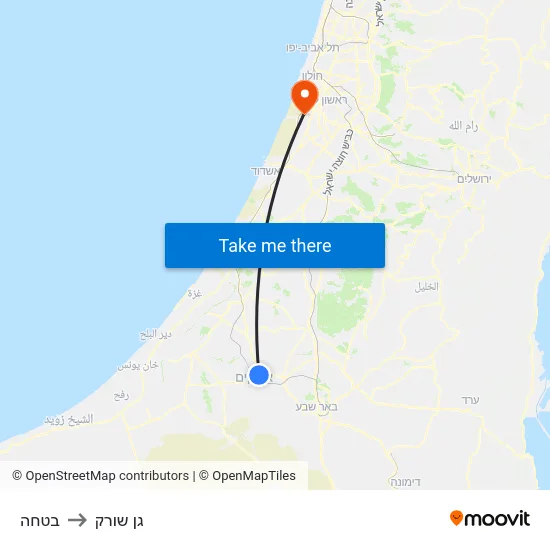 בטחה to גן שורק map