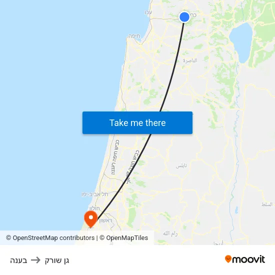בענה to גן שורק map