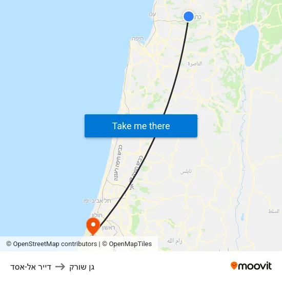 דייר אל-אסד to גן שורק map