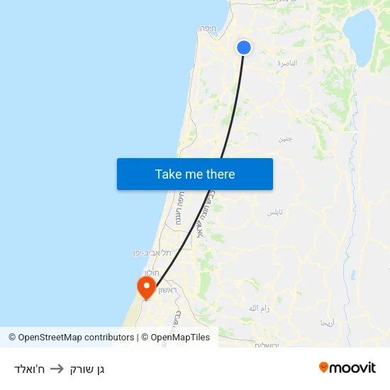 ח'ואלד to גן שורק map