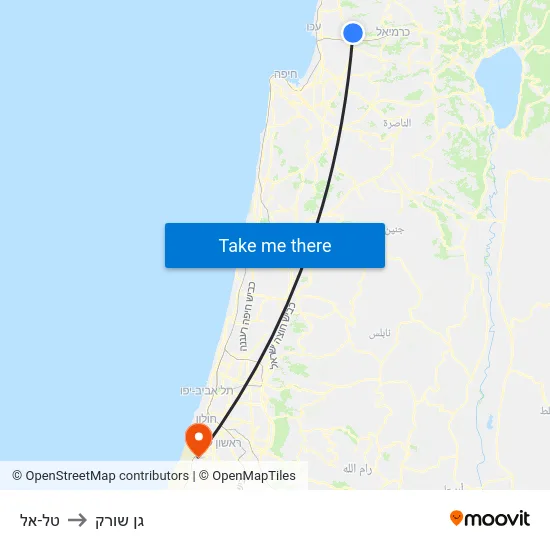 טל-אל to גן שורק map