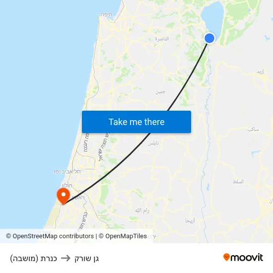 כנרת (מושבה) to גן שורק map