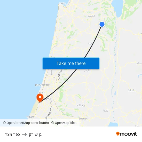 כפר מצר to גן שורק map