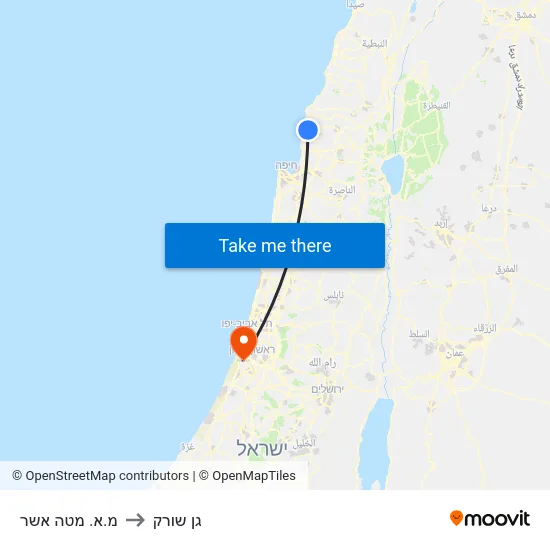מ.א. מטה אשר to גן שורק map