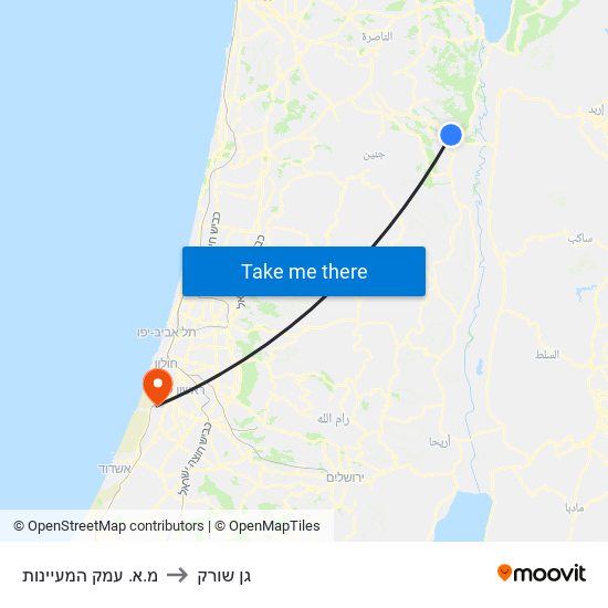 מ.א. עמק המעיינות to גן שורק map