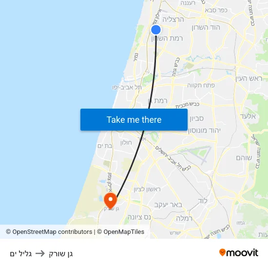 גליל ים to גן שורק map
