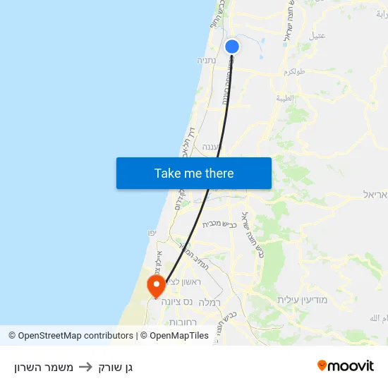 משמר השרון to גן שורק map
