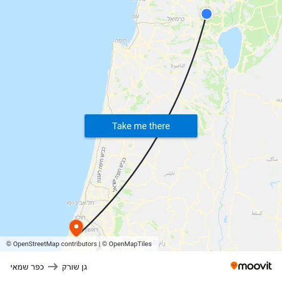 כפר שמאי to גן שורק map