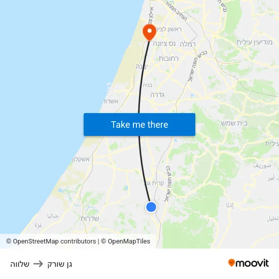 שלווה to גן שורק map