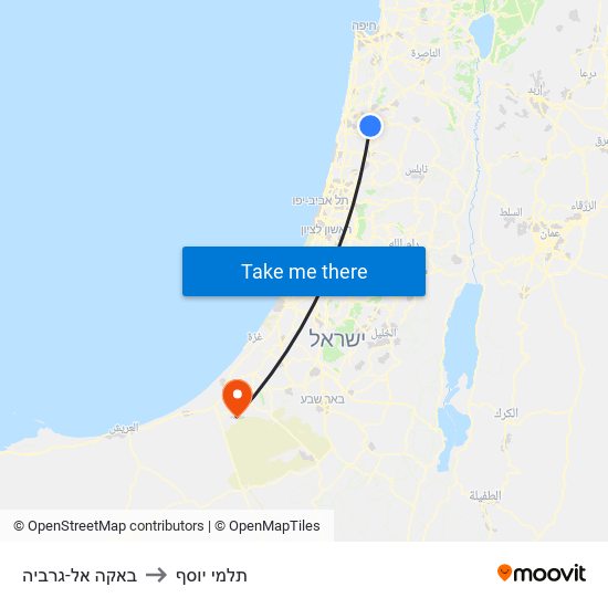 באקה אל-גרביה to תלמי יוסף map