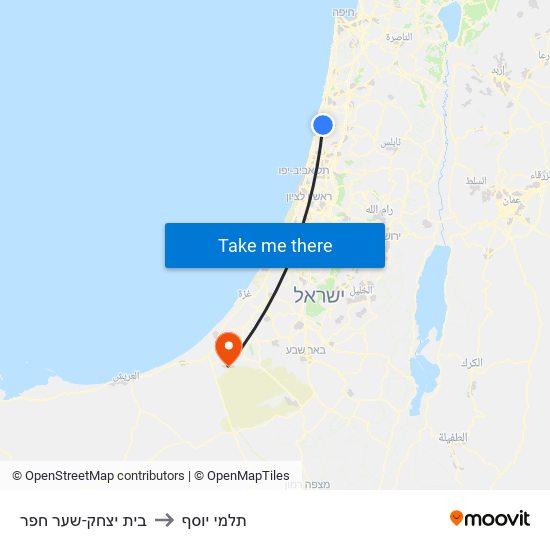 בית יצחק-שער חפר to תלמי יוסף map