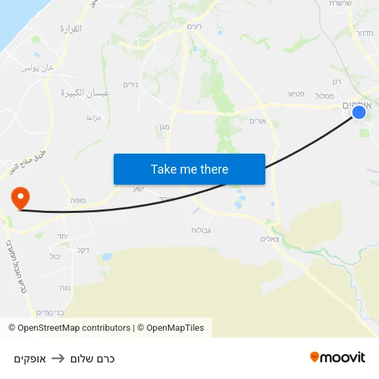 אופקים to כרם שלום map
