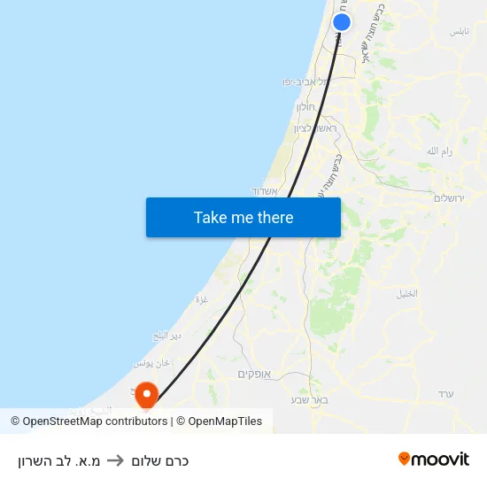 מ.א. לב השרון to כרם שלום map