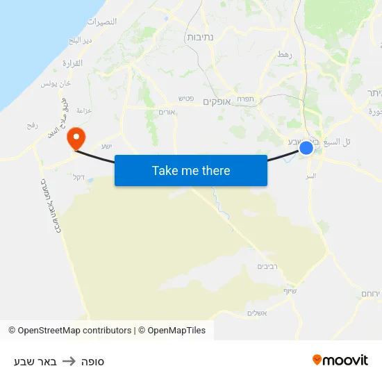 באר שבע to סופה map