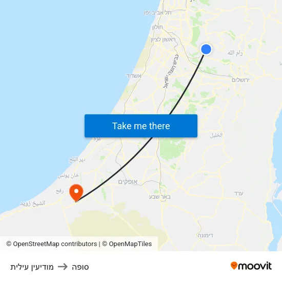 מודיעין עילית to סופה map