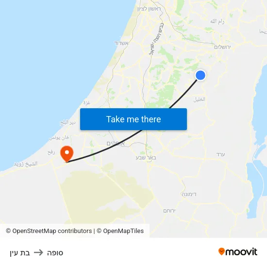 בת עין to סופה map