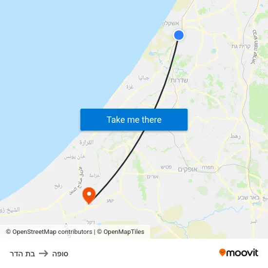בת הדר to סופה map