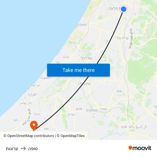 ערוגות to סופה map