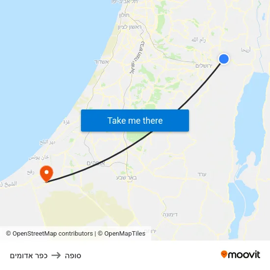 כפר אדומים to סופה map