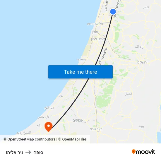 ניר אליהו to סופה map