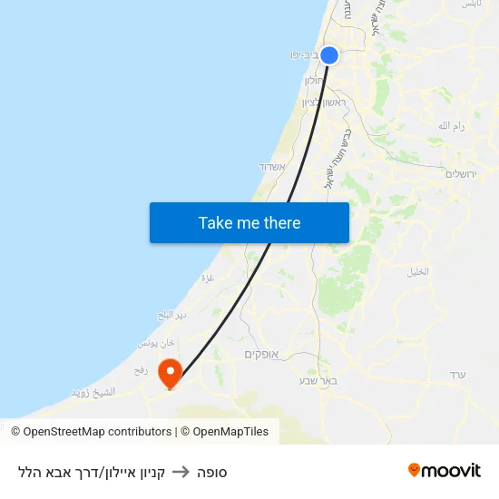 קניון איילון/דרך אבא הלל to סופה map