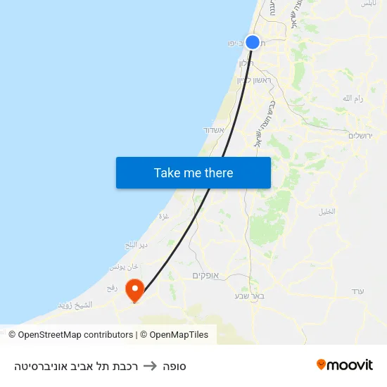 רכבת תל אביב אוניברסיטה to סופה map