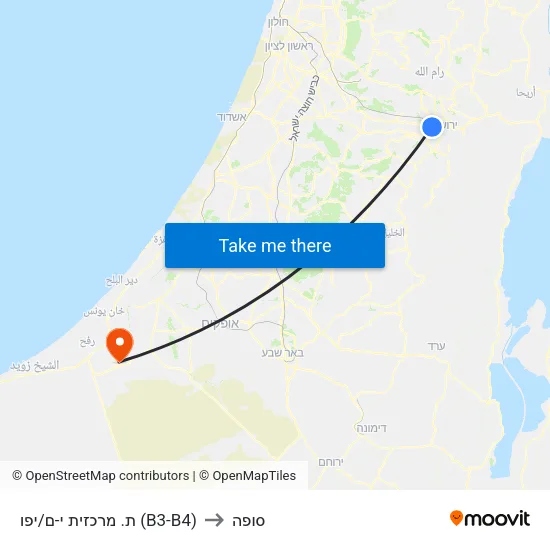 ת. מרכזית י-ם/יפו (B3-B4) to סופה map