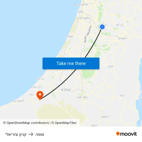 קניון עזריאלי to סופה map