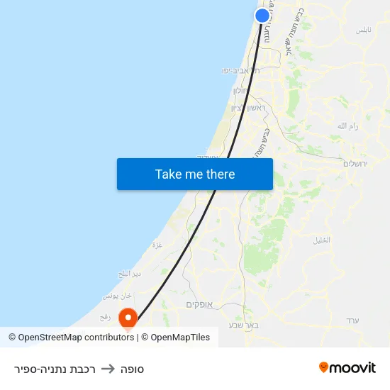 רכבת נתניה-ספיר to סופה map