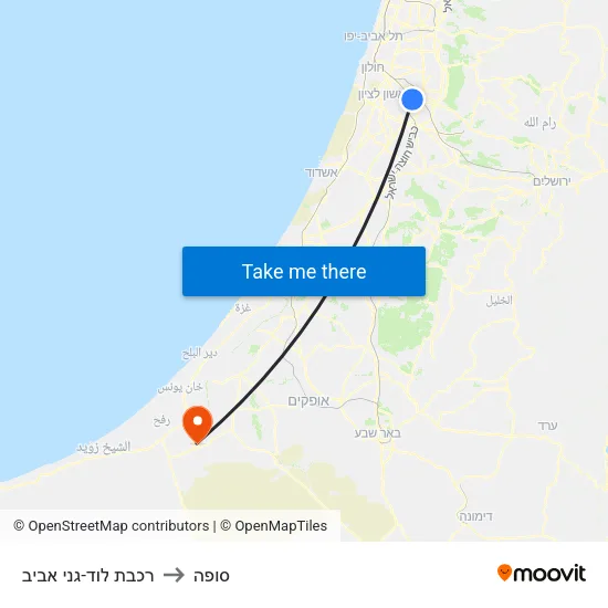 רכבת לוד-גני אביב to סופה map