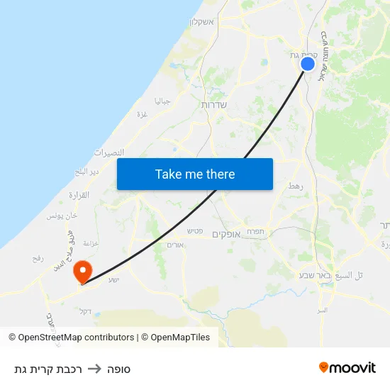 רכבת קרית גת to סופה map