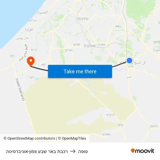 רכבת באר שבע צפון-אוניברסיטה to סופה map