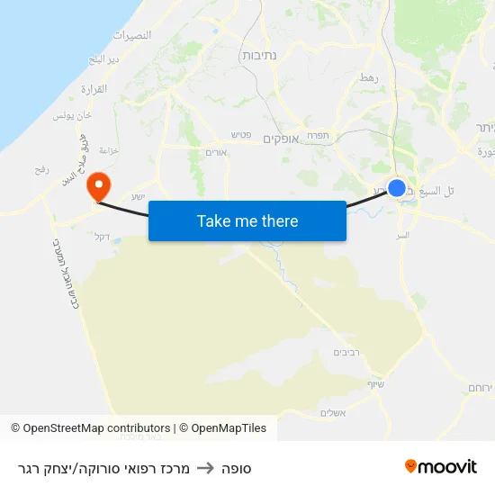 מרכז רפואי סורוקה/יצחק רגר to סופה map