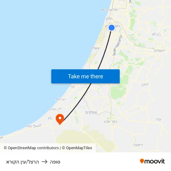 הרצל/עין הקורא to סופה map
