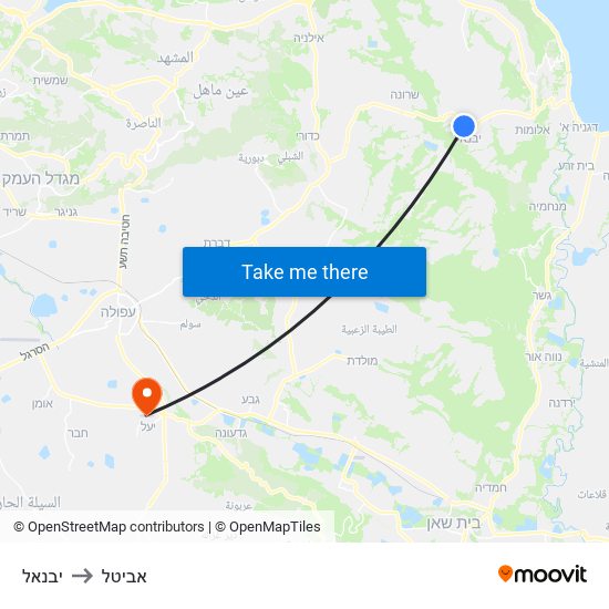 יבנאל to אביטל map