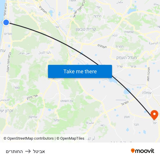 החותרים to אביטל map