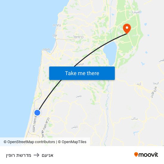 מדרשת רופין to אניעם map