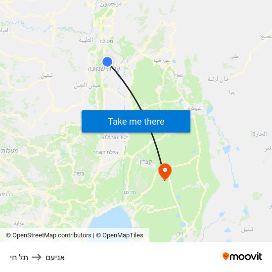 תל חי to אניעם map