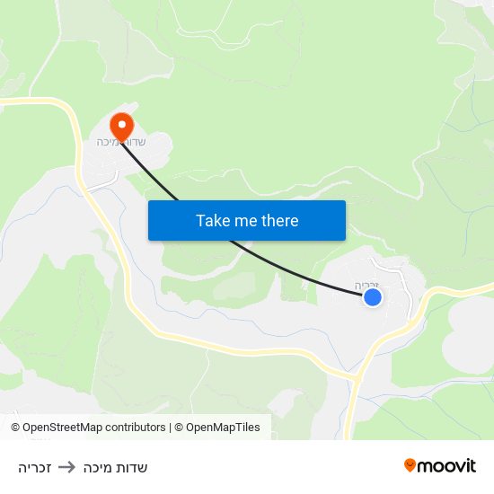 זכריה to שדות מיכה map