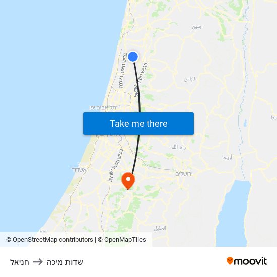 חניאל to שדות מיכה map