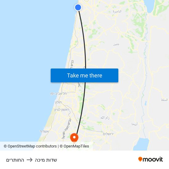 החותרים to שדות מיכה map