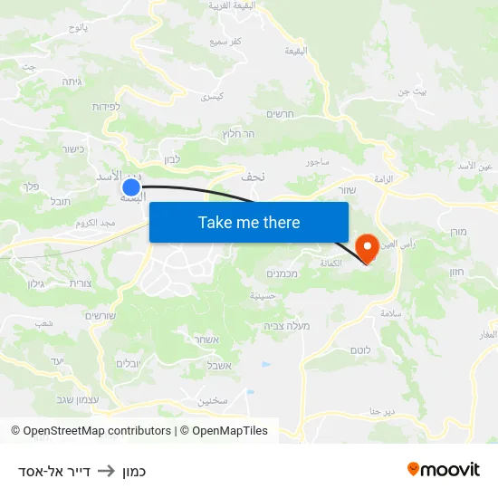 דייר אל-אסד to כמון map