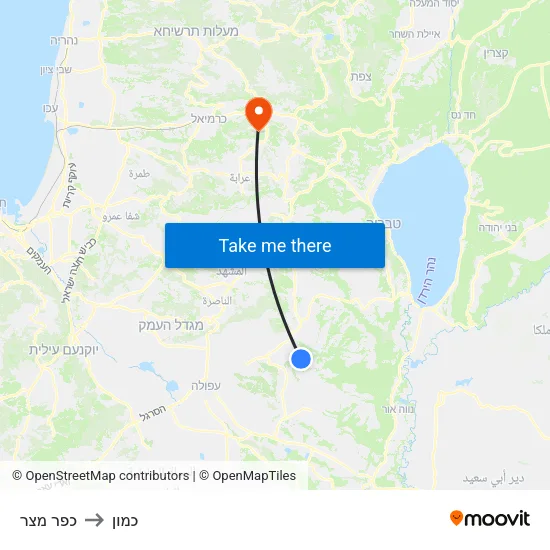 כפר מצר to כמון map