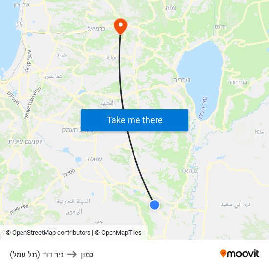 ניר דוד (תל עמל) to כמון map
